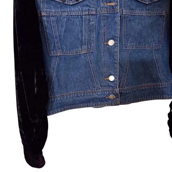 Palmer E Palmer Australia VTG Medium Western Velvet Embellished Denim Jacket - Picture 3 of 7